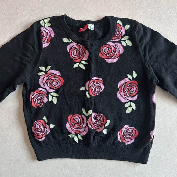H&M Black Rose Sweater ASO Louisa Clark in Me Before You - Picture 2 of 9